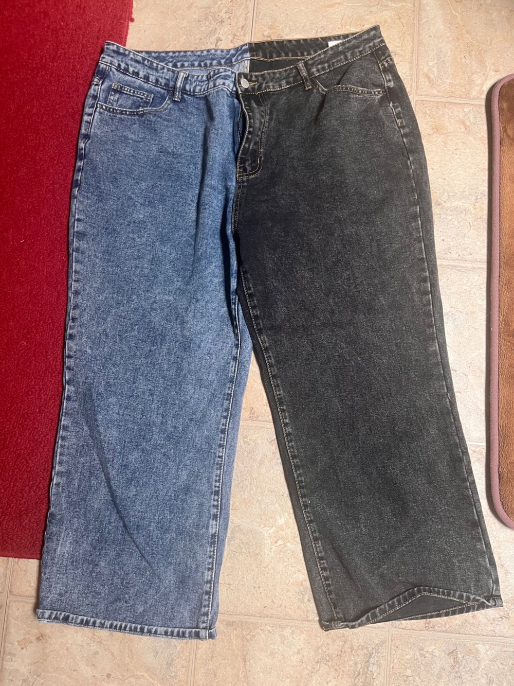 Two-Tone Denim Jeans - Blue & Black